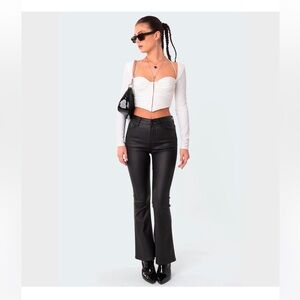 Edikted Black leather pants short
